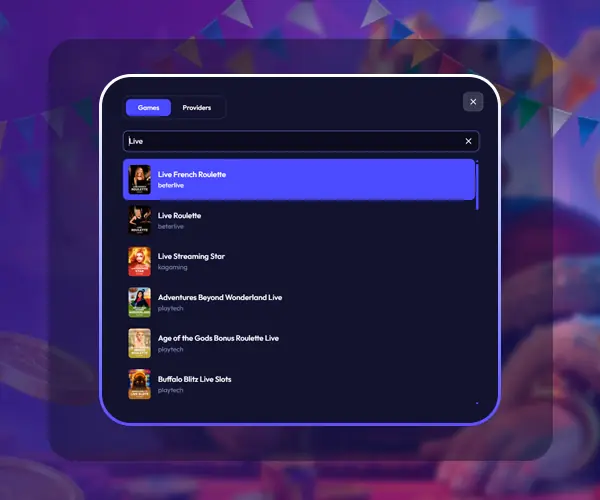 Select a live casino game.