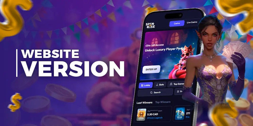 The browser-based version of the casino site.